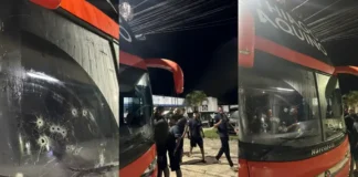 O ônibus que transportava a equipe do cantor Thiago Aquino foi abordado por dez homens na madrugada desta sexta-feira (17)