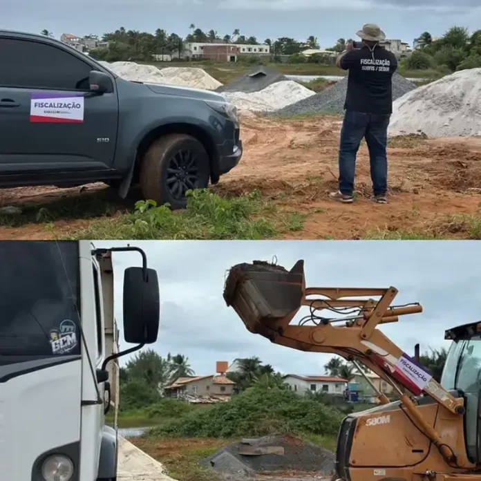 Após denúncia, fiscalização remove materiais de construção em área de preservação em Arembepe