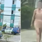 Ela foi abordada por guardas enquanto caminhava nua pela orla.