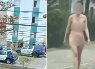 Ela foi abordada por guardas enquanto caminhava nua pela orla.
