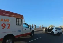 Um vigilante ficou ferido e o trânsito apresenta lentidão na região.